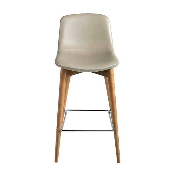 Барный стул Angel Cerda 4044, серая экокожа, орех