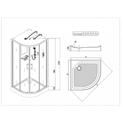 Душевая кабина Esbano (Эсбано) ES-L110CR, с низким поддоном, с электрикой и LED освещением, 110х110х210