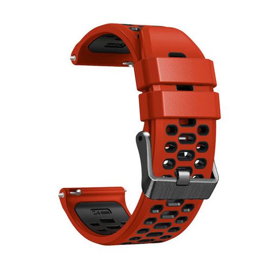 Ремешок двухцветный дышащий 24 мм для Suunto 9 Baro, Suunto 7, Suunto Spartan Sport силиконовый (Красный/черный)