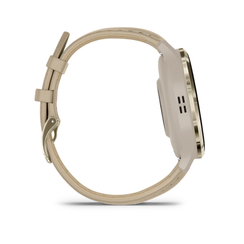 Умные часы Garmin Venu 3S 41 мм Безель из нержавеющей стали из мягкого золота, корпус французского серого цвета и кожаный ремешок (010-02785-55)