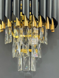 Бра настенное Lanbos Metal, 2 лампы Е14, 80 Вт, до 5 кв м, черное с золотом