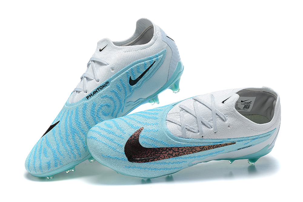 Бутсы Nike Phantom GX Elite FG (Белый+голубой)