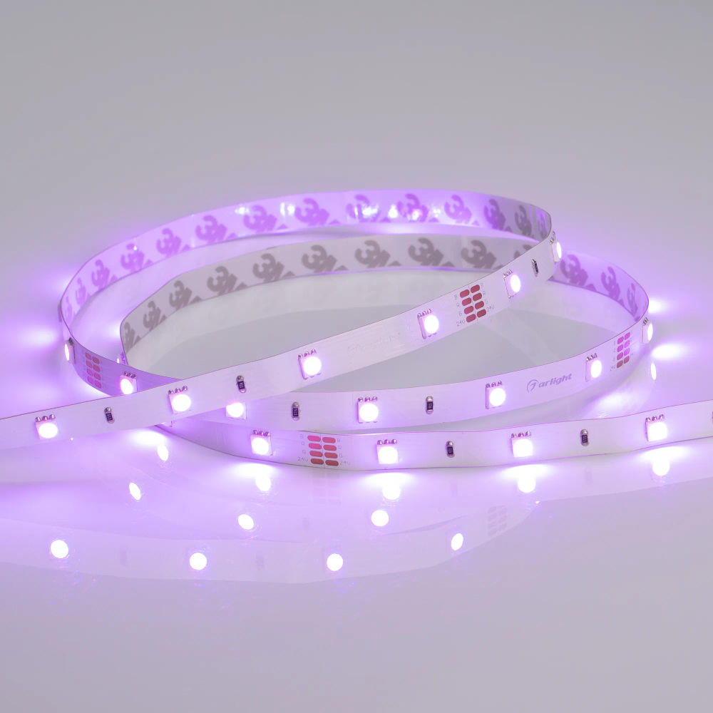 Светодиодная лента RT-B30-10mm 24V RGB (7.2 W/m, IP20, 5060, 5m) (Arlight, Открытый) 022066(2)
