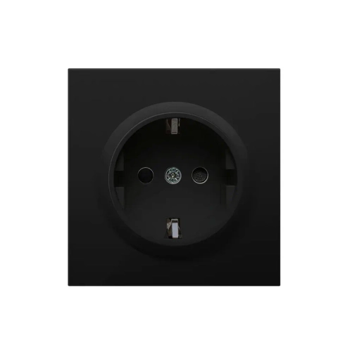 Накладка для розетки электрической с заземлением со шторками 16A 250 В, матовый карбон, Donel R98, DA22030, без механизма