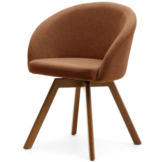 Крутящийся стул Marvin из коричневой синели с ножками из ясеня