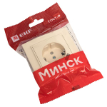 Розетка 1-местная СП с/з Минск 16А бежевая с защ. штор. с USB 1А EKF