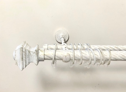 Карниз кованый витой для штор Верди d 25/16 двухрядный, цвет белое золото