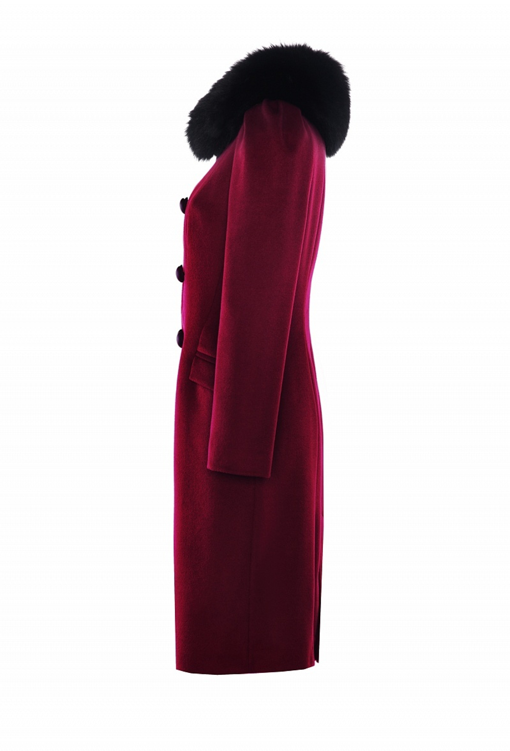 Пальто со съемным меховым воротником марсаль LE-22-17FW