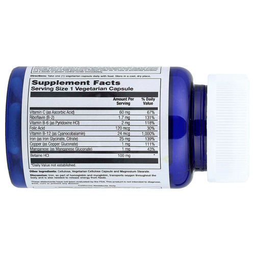 Nature's Life, комплекс железа, 25 мг, 50 вегетарианских капсул