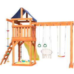 Детская площадка Fun Land с модулем сетка-рукоход, подвесным креслом и качелями