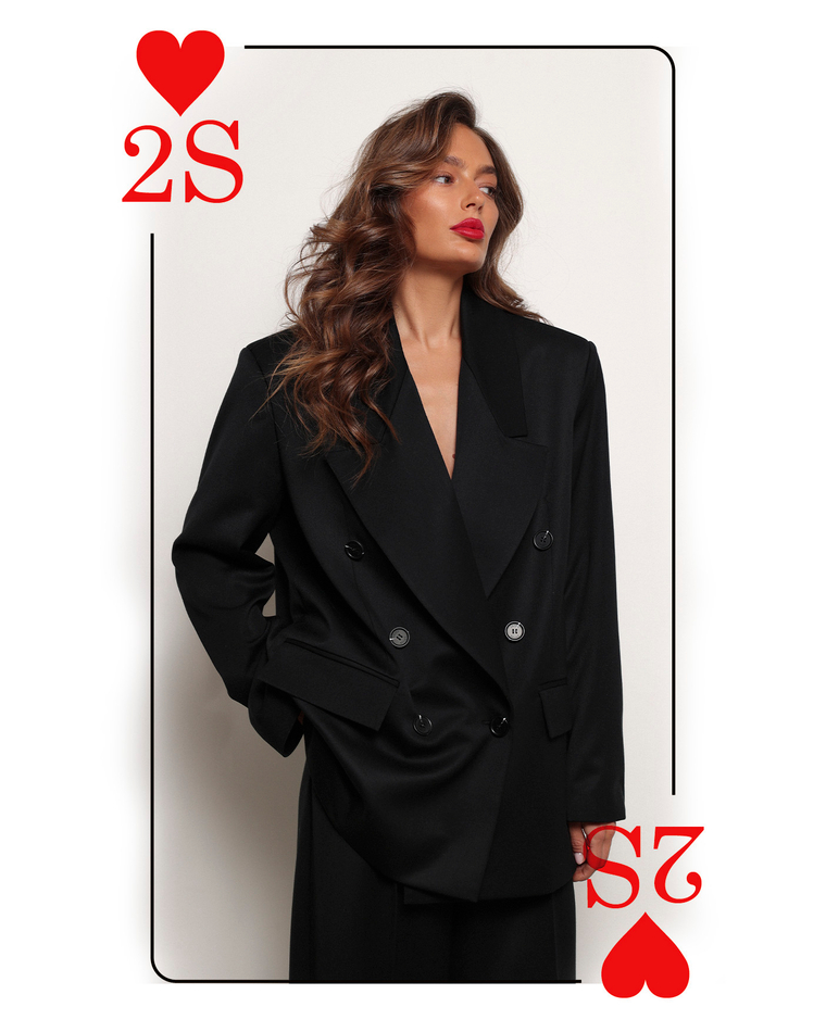 Жакет двубортный черный