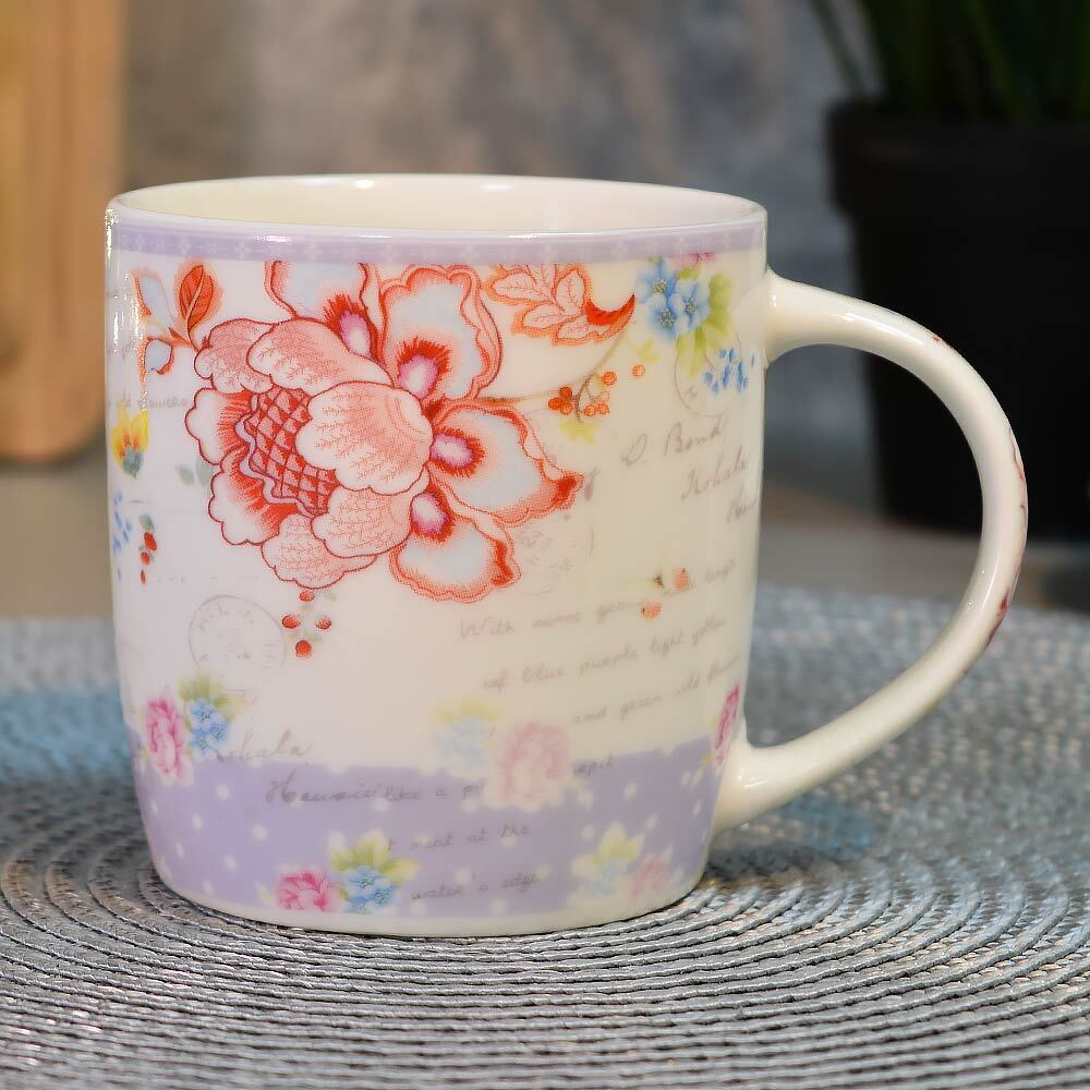 Кружка 350мл Цветы, микс 8069