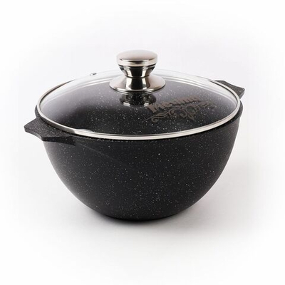 Казан алюминий, антиприг, 4 л, Гранит black, с крыш, Мечта, 54 802