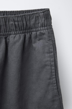 ZARA БРЮКИ ИЗ СМЕСОВОГО ЛЬНА С ШИРОКИМИ ШТАНИНАМИ, АНТРАЦИТОВО-СЕРЫЙ