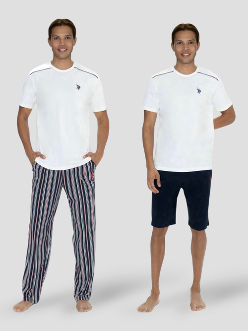 Пижама-тройка с брюками и шортами U.S. Polo Assn | белый