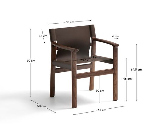 Стул Jan из переработанной кожи темно-коричневого цвета и ясеня в ореховом цвете