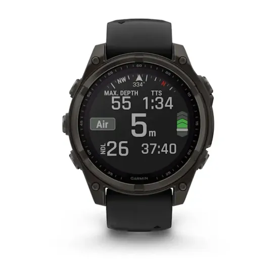 Мультиспортивные GPS часы Garmin Fenix 8 (47 mm) Solar, Sapphire Carbon Gray DLC Titanium with Black/Pebble Gray 010-02906-11
