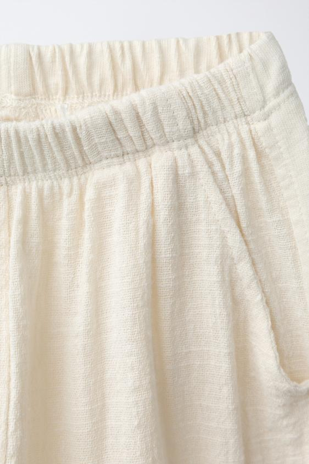 ZARA БРЮКИ КОМБИНИРОВАННАЯ ТЕКСТУРА, ЭКРЮ