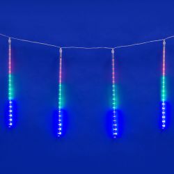 ULD-E2405-240-DTK MULTI IP44 METEOR Занавес светодиодный фигурный Падающие звезды. соединяемый. 2х0.5м. 8 подвесов. Разноцветный свет. Провод прозрачный. TM Uniel.