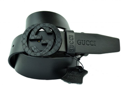 Ремень мужской из кожи для джинс чёрный с чёрной пряжкой гвоздик Gucci (копия) 40 мм 40brend-KZ-116