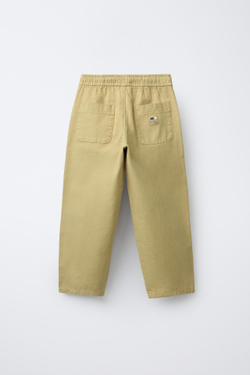 ZARA ХЛОПКОВЫЕ БРЮКИ С ЭЛАСТИЧНЫМ ПОЯСОМ, ОХРА