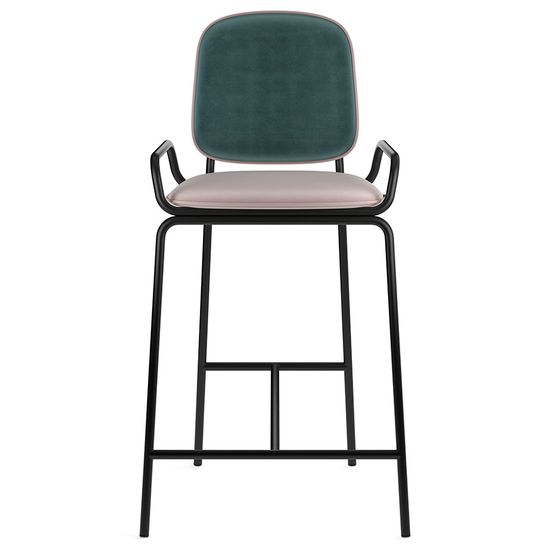 Стул полубарный ror, 2 frame, велюр, черный/зеленый/розовый