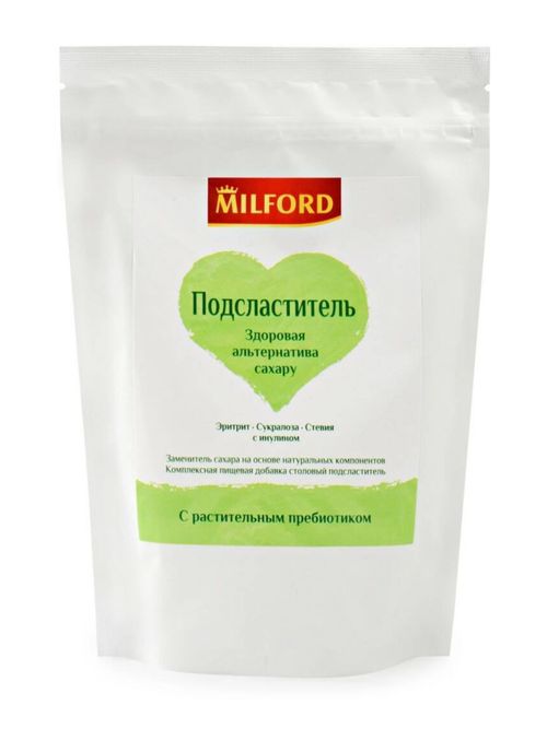 Сахарозаменитель MILFORD Эритрит-Сукралоза-Стевия c инулином 300 г