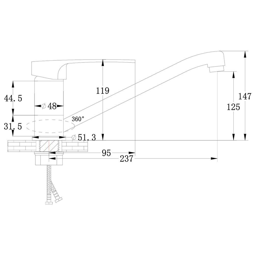 Смеситель для кухни, РМС, с картриджем, хром, SL52-004FB-25