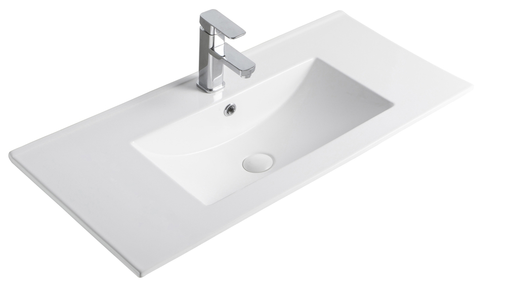 Раковина Gid NYJ803-90 71112 встраиваемая сверху белая 91x40x17