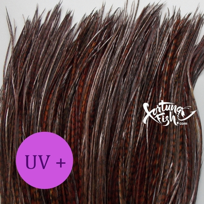 Перо из седла петуха Grizzly Dark Brown UV