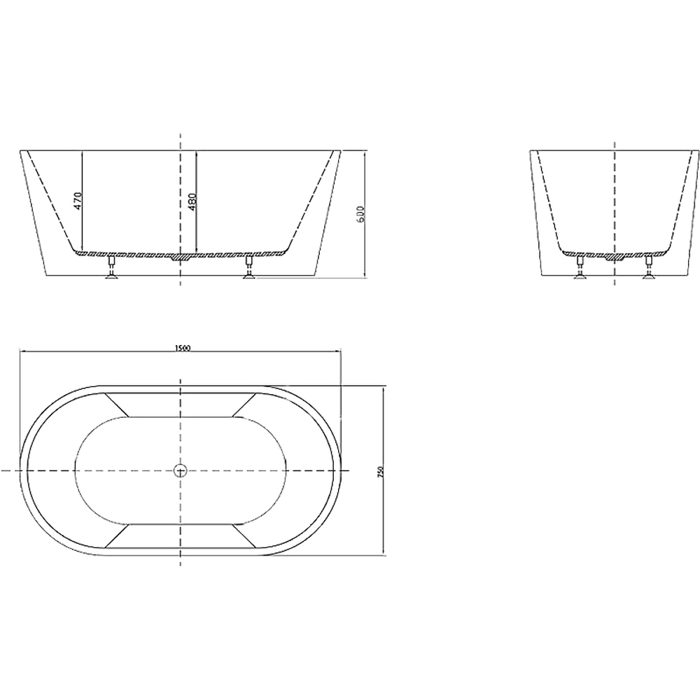 Акриловая ванна BelBagno 150x75 BB202-1500-750 без гидромассажа