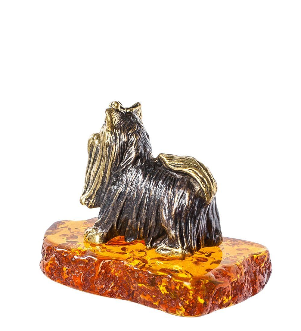 Народные промыслы AM-1297 Фигурка «Болонка» (латунь, янтарь)