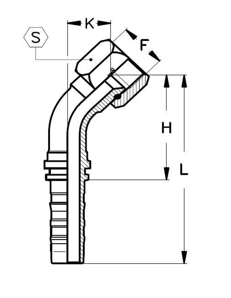 Фитинг DN 20 JIC (Г) 1.5/16 (45) CS