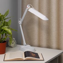 Настольный светильник ЭРА NL-202-G23-11W-W с лампой PL на струбцине и с основанием белый | Настольные светильники под лампу