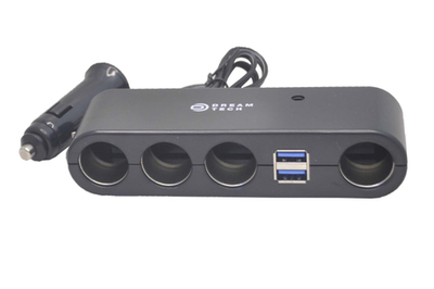 Разветвитель прикуривателя Dream WF-1204 2USB 4 АЗУ 2А черный