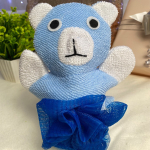 Мочалка-варежка для тела «Ультрамарин - Мишка», мягкая, цвет голубой, 21*16см