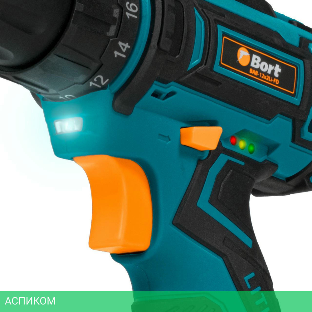 Дрель-шуруповерт Bort BAB-12x2Li-FD (93413151)