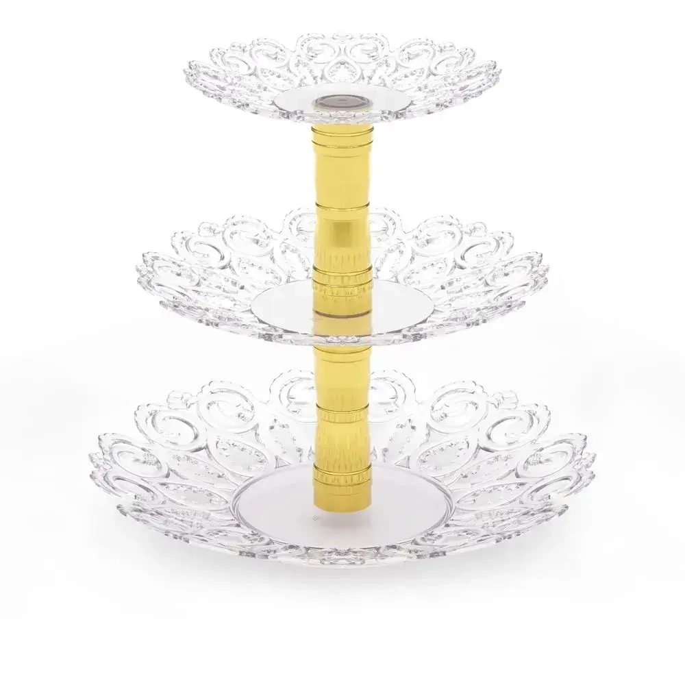 Фруктовница Свадебный переполох 3-х ярусная (прозрач.) (комплект 15 шт)