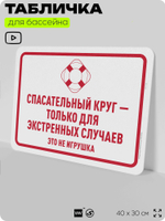 Табличка для бассейна "Спасательный круг - только для экстренных случаев", на пляж, для общественной и частной зоны отдыха, информационная, 40х30 см, Silver Plane x Айдентика Технолоджи