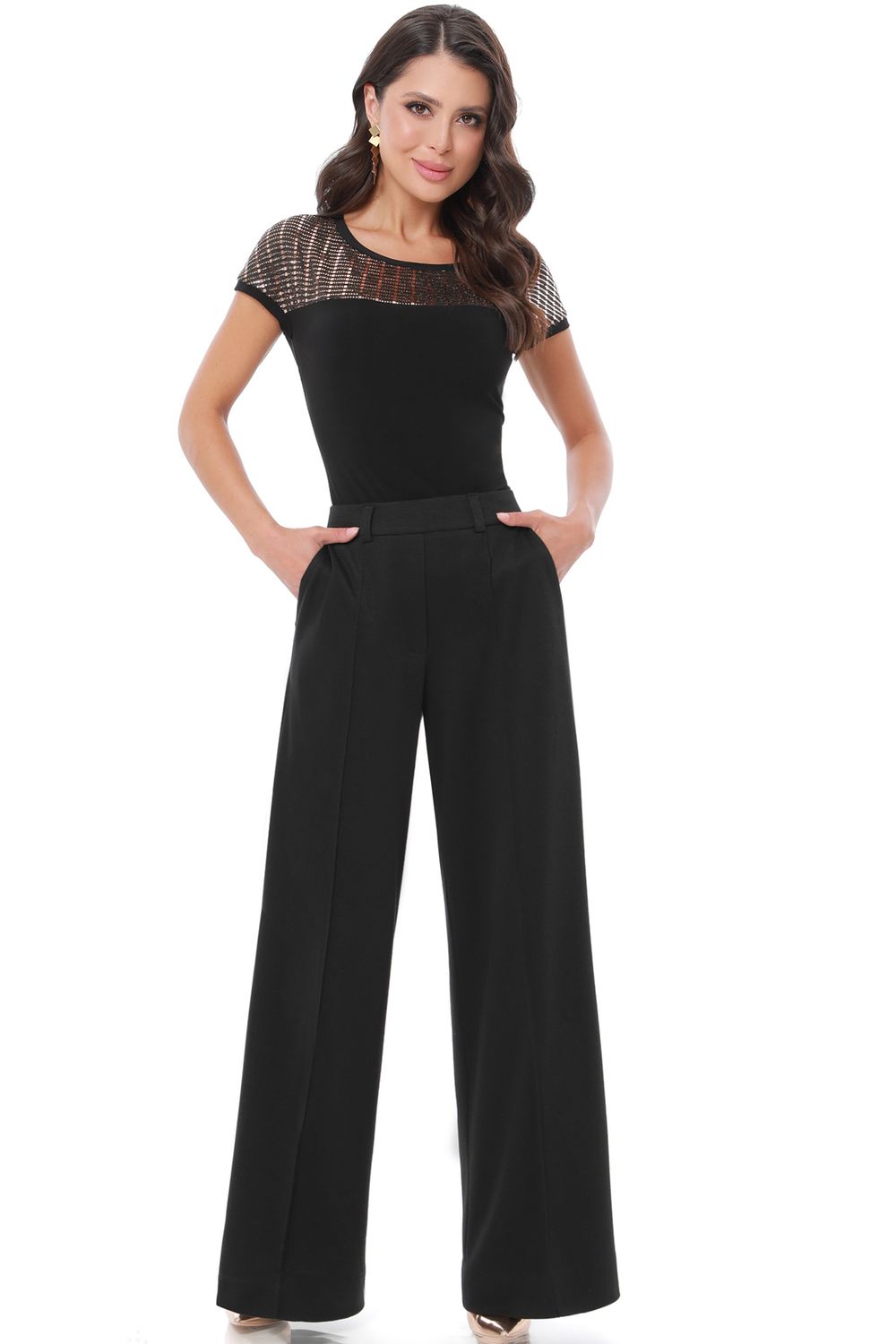 Блузка черная с кокеткой DStrend (Акция)