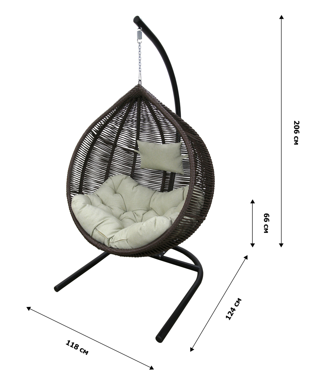 Кресло подвесное Флорес арт.D2710 (стойка+основание черн, корз.коричневая, подуш.estera-хамелеон. 3уп. (В))