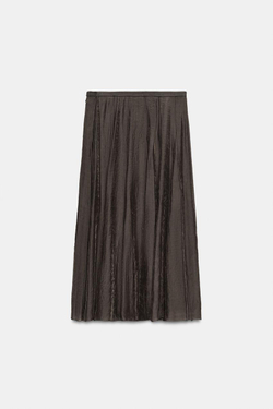 ZARA КОМБИНИРОВАННАЯ СТРУЯЩАЯСЯ ЮБКА — ZW COLLECTION, КОРИЧНЕВЫЙ