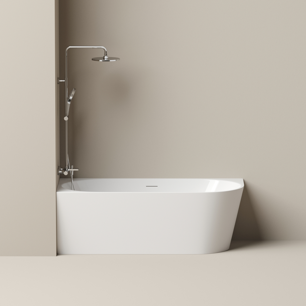 Акриловая ванна Sancos Edge 1700x800x580 мм, угловая, левая, с каркасом, со сливом-переливом, донным клапаном"сlick-сlack", цвет белый, арт. FB23L