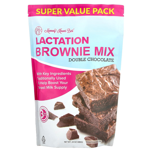 Mommy Knows Best, Lactation Brownie Mix, смесь для приготовления брауни, двойной шоколад, 680 г (24 унции)