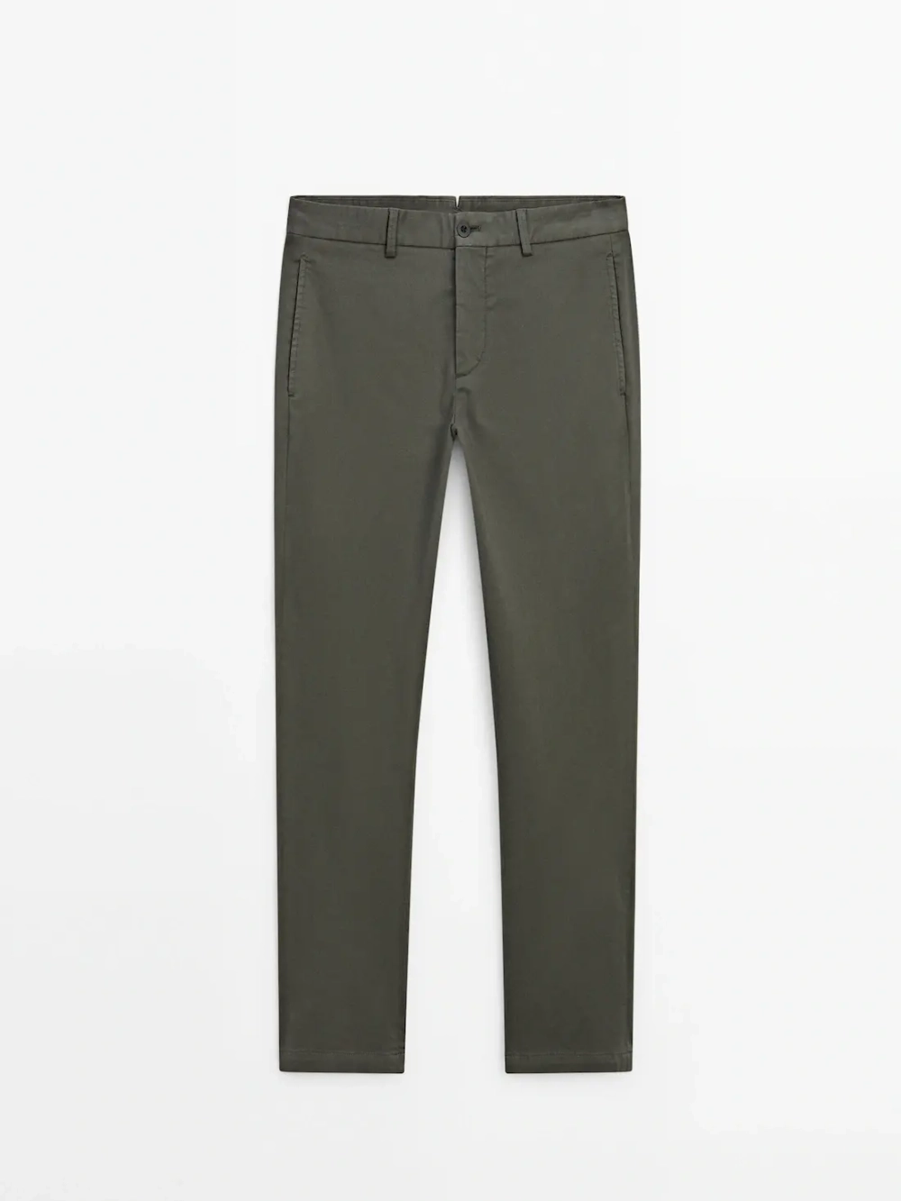 Massimo Dutti Зауженные брюки чинос из хлопка, зеленый