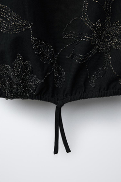 ZARA ТОП С ВЫШИВКОЙ, ЧЕРНЫЙ