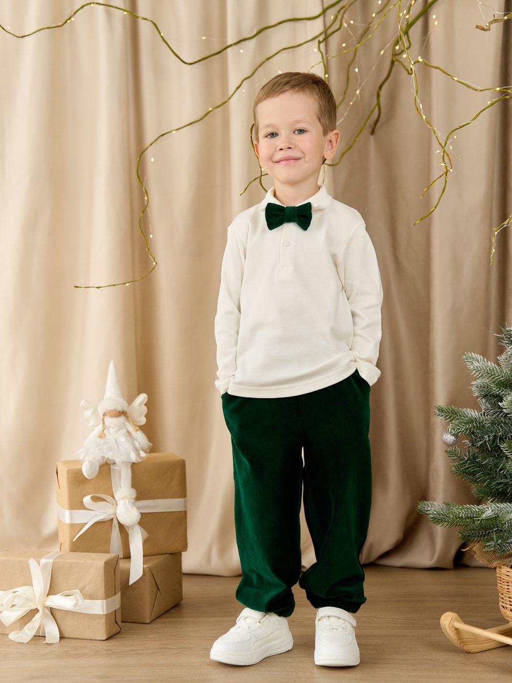 Лонгслив с воротником поло "Экрю" 0+