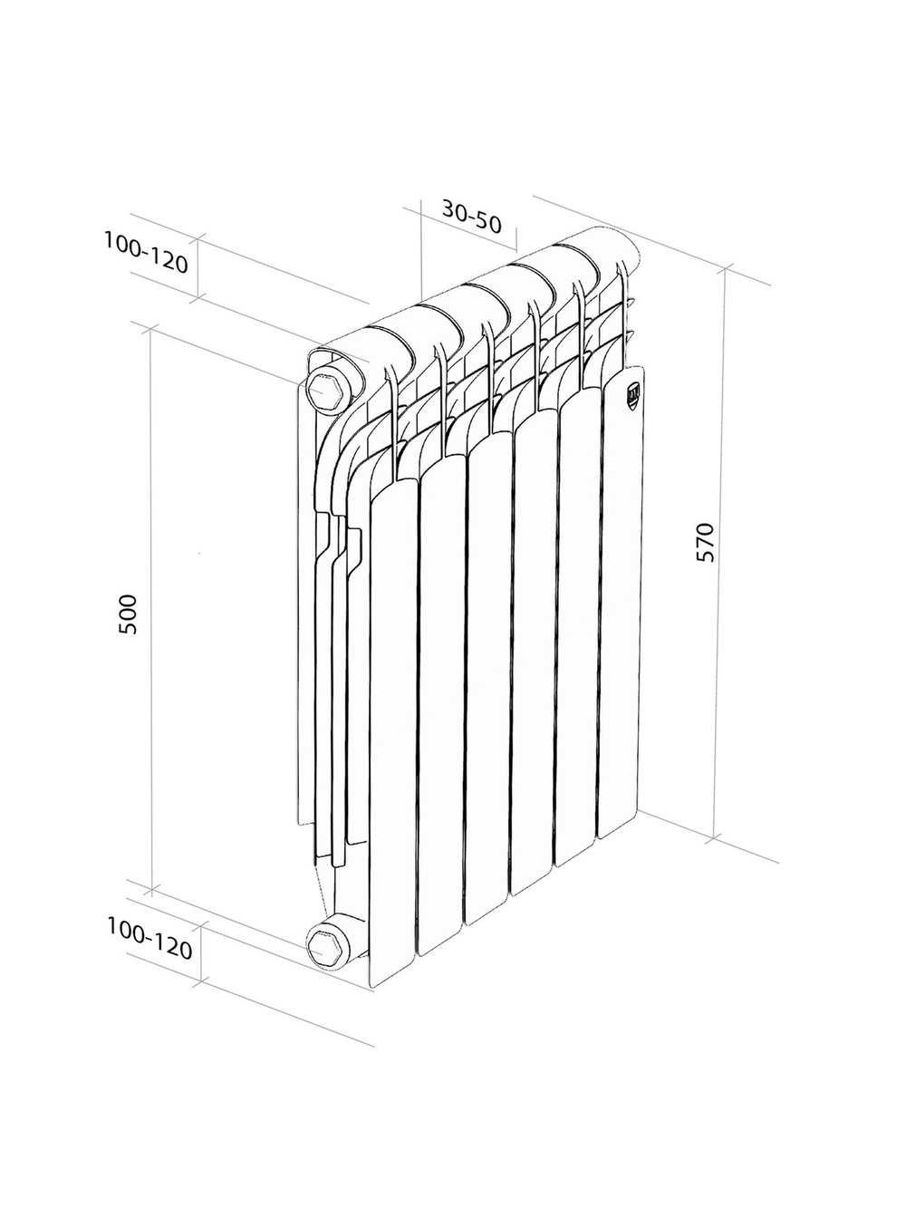 Радиатор Royal Thermo Revolution 500 2.0 - 8 секц.