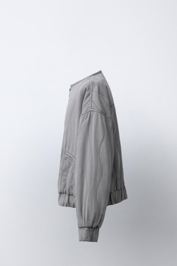 ZARA СТЕГАНАЯ КУРТКА СВОБОДНОГО КРОЯ, АНТРАЦИТОВО-СЕРЫЙ