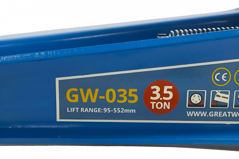 Низкопрофильный гидравлический подкатной домкрат GW-035 3.5 т, 95-552 мм Great Wolf